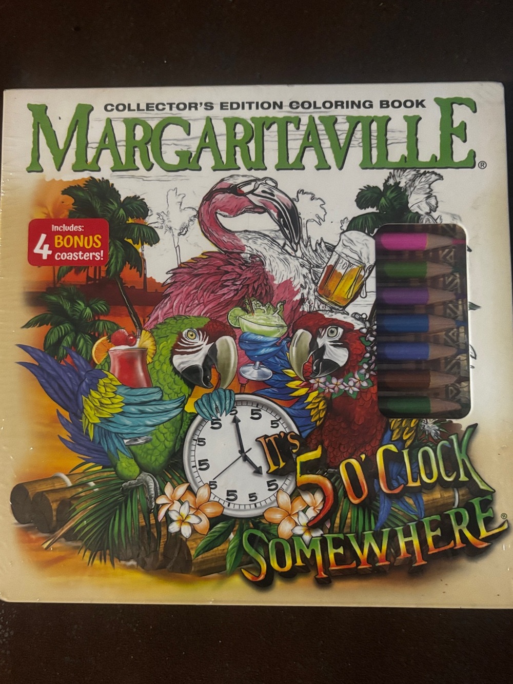 Margaritaville 5 O’Clock Somewhere Adult‎ Coloring Book w/ 4 Coasters New sealed - Picture 4 of 5
